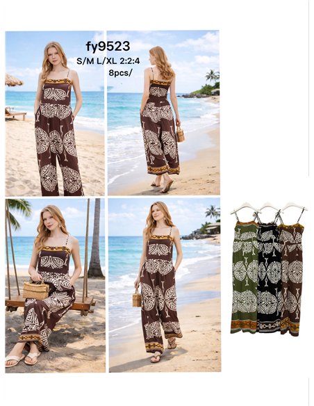 Mono largo estampado étnico de tirantes