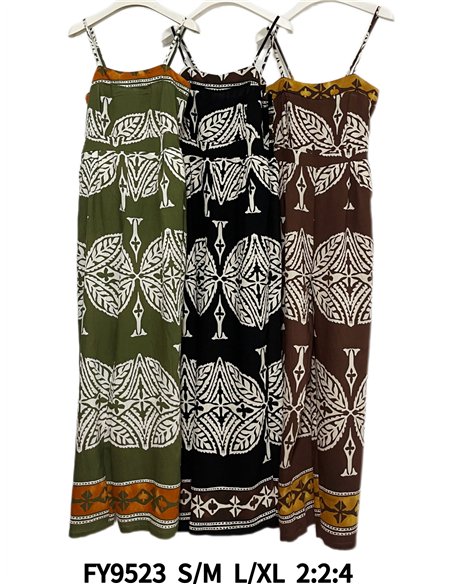 Mono largo estampado étnico de tirantes