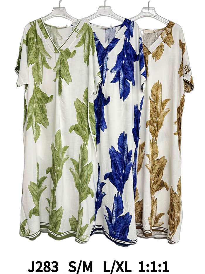 Vestido midi estampado hojas con escote pico