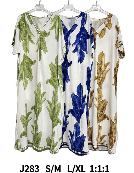 Vestido midi estampado hojas con escote pico