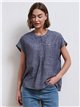 Linen effect button-detail pocket blouse