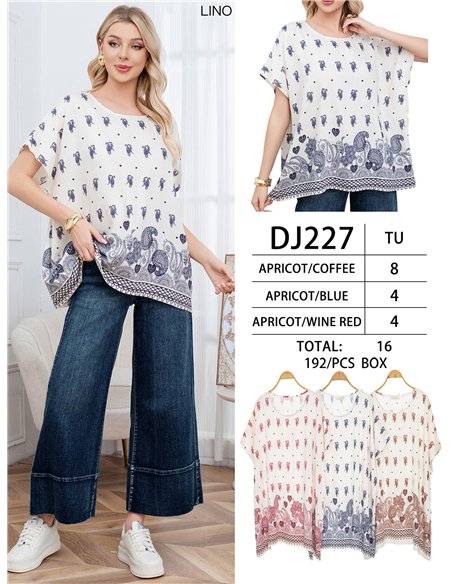 Blusa oversize estampada con cenefa