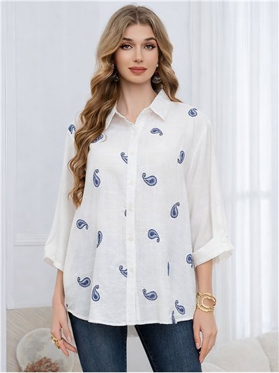 Camisa de lino con estampado paisley
