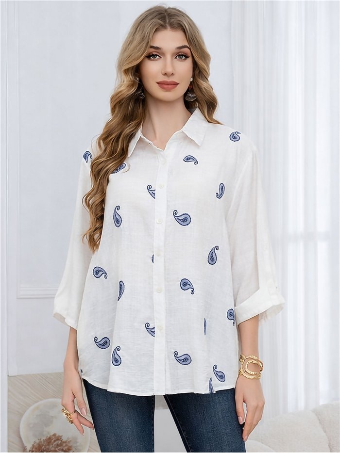 Camisa de lino con estampado paisley