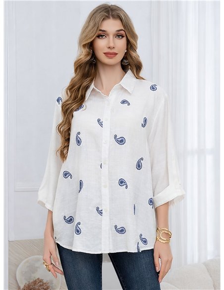 Camisa de lino con estampado paisley