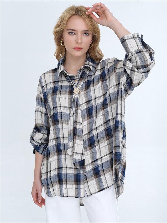 Camisa xadrez com laço