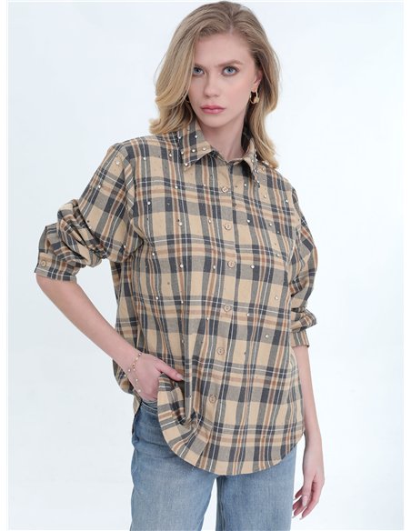 Camisa cuadros con pedrería