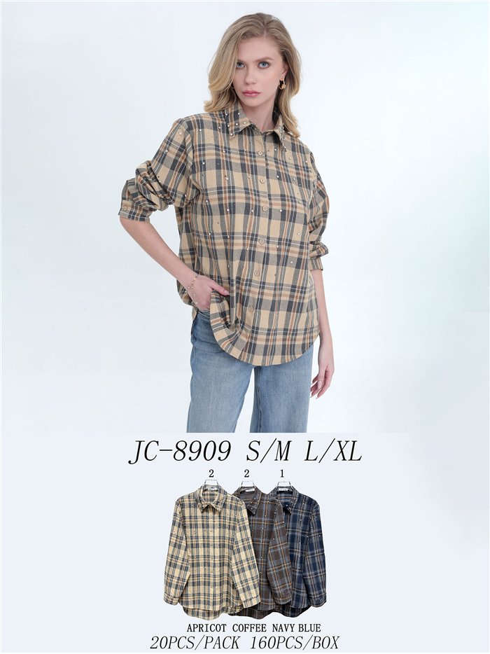 Camisa cuadros con pedrería