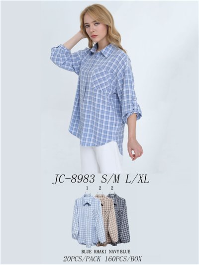 Camisa xadrez oversized com strass 2