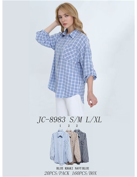 Camisa xadrez oversized com strass