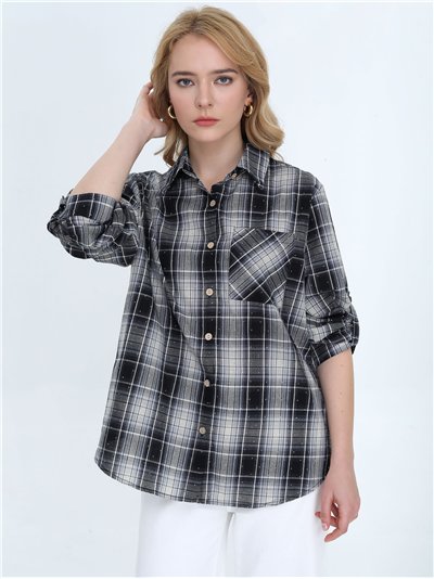 Kariertes Hemd mit glitzernden Details