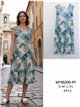 Vestido midi estampado hojas sin mangas con volante