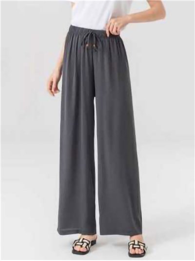 Pantaloni palazzo fluidi con elastico in vita e coulisse