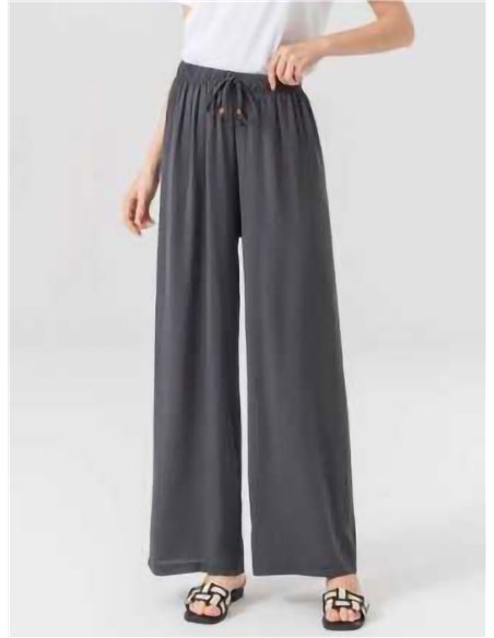 Pantaloni palazzo fluidi con elastico in vita e coulisse