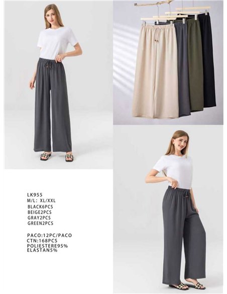 Pantaloni palazzo fluidi con elastico in vita e coulisse