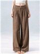Pantalón palazzo efecto lino de cintura alta