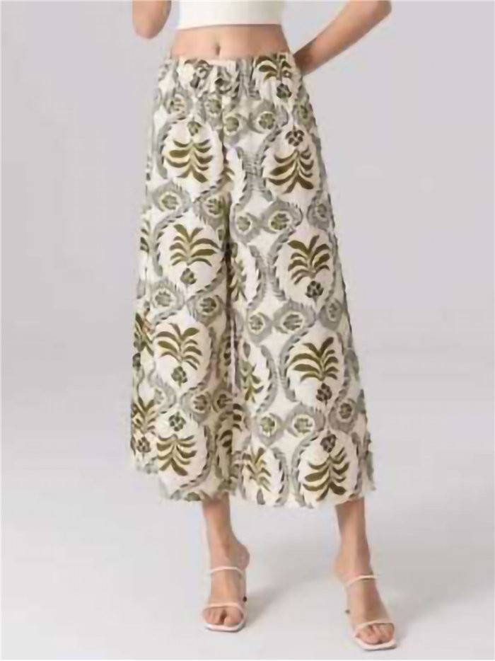 Pantalón culotte estampado con cintura elástica