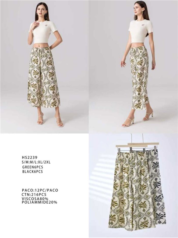 Pantalón culotte estampado con cintura elástica