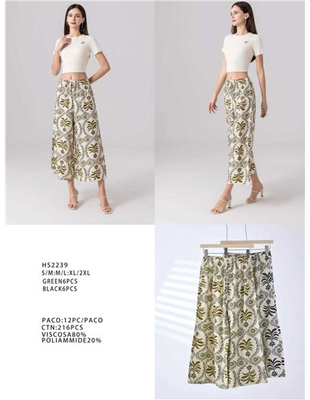 Pantalón culotte estampado con cintura elástica