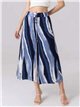 Pantalon culotte à jambes larges avec imprimé effet vague