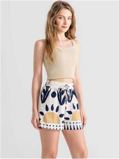 Flowy printed shorts with elastic waist