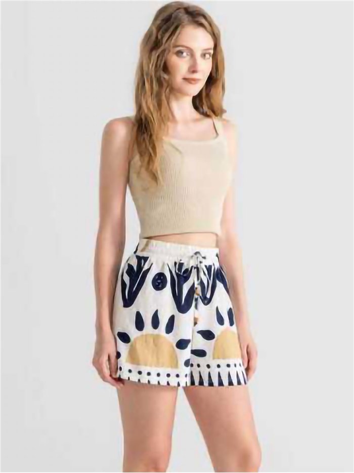 Short fluide imprimé avec taille élastique