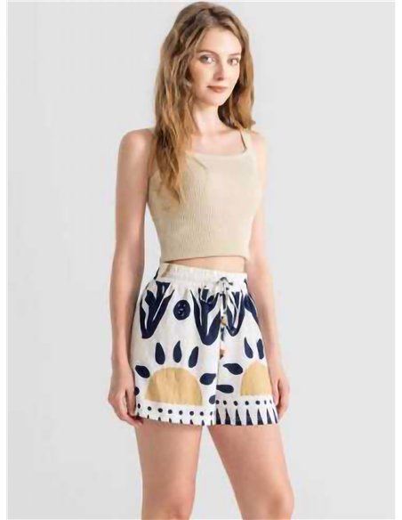 Short fluide imprimé avec taille élastique