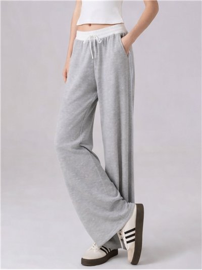 Pantaloni sportivi a gamba larga con striscia laterale