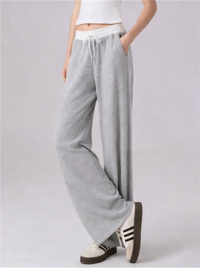 Pantaloni sportivi a gamba larga con striscia laterale