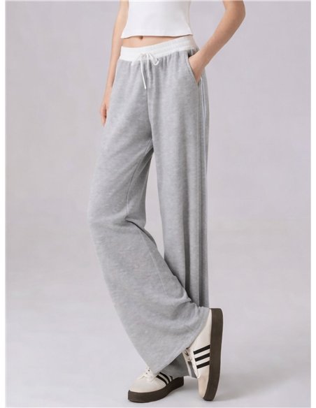 Pantaloni sportivi a gamba larga con striscia laterale