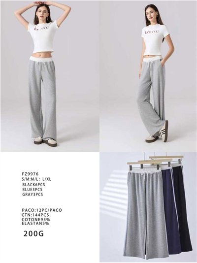 Pantaloni sportivi a gamba larga con striscia laterale 2