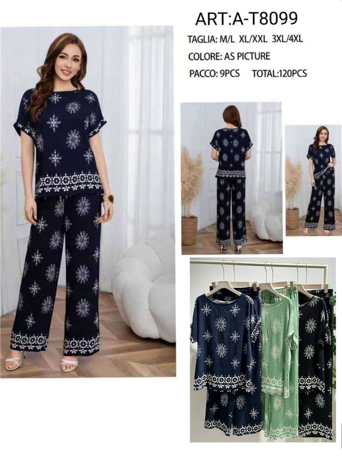 Conjunto blusa estampada y pantalón