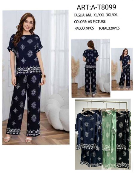 Conjunto blusa estampada y pantalón