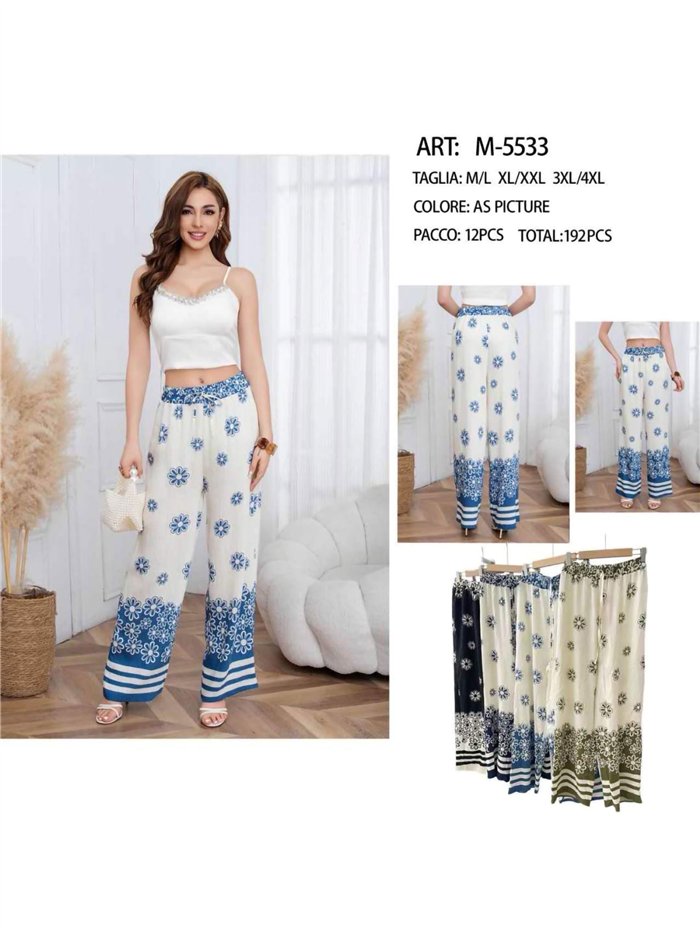 pantalon large à imprimé floral