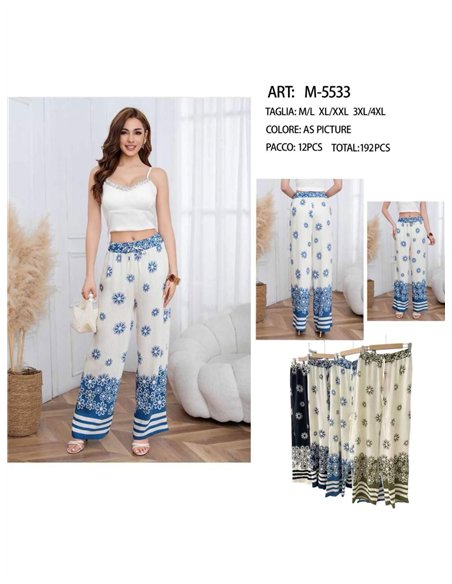 pantalon large à imprimé floral