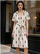 Vestido camisero midi geométrico con cinturón