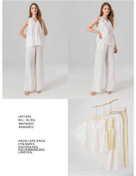 Conjunto top liso y pantalón wide-leg