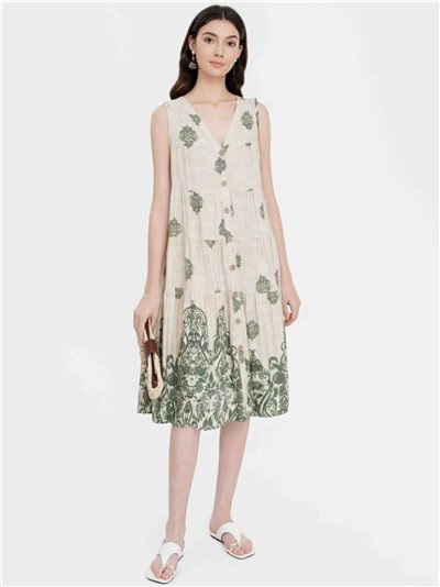 Abito midi senza maniche con stampa boho