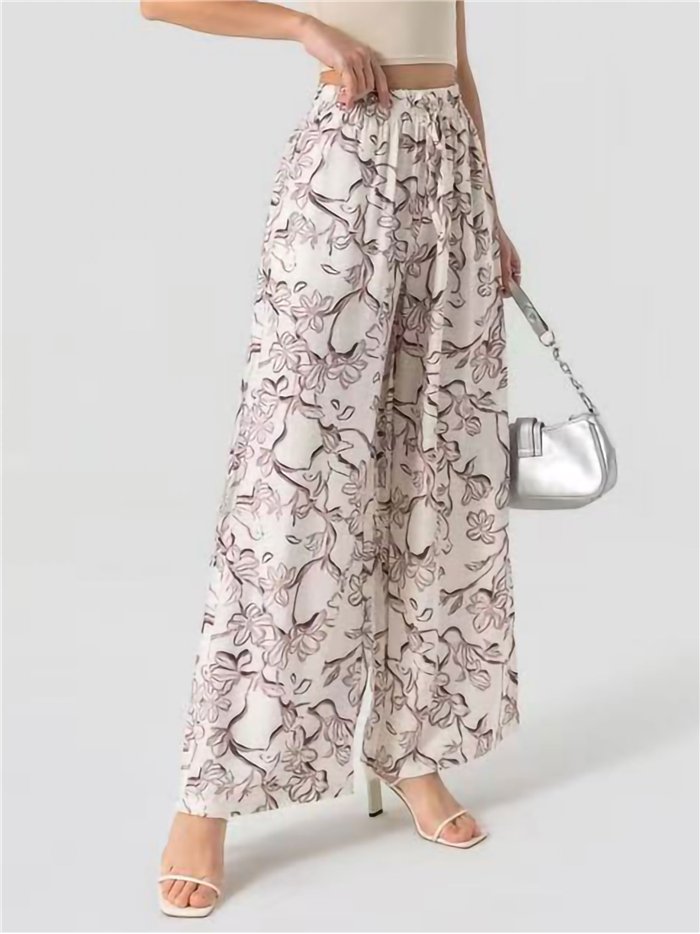 pantalon palazzo à imprimé floral