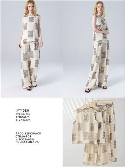 Conjunto top geométrico y pantalón palazzo  2