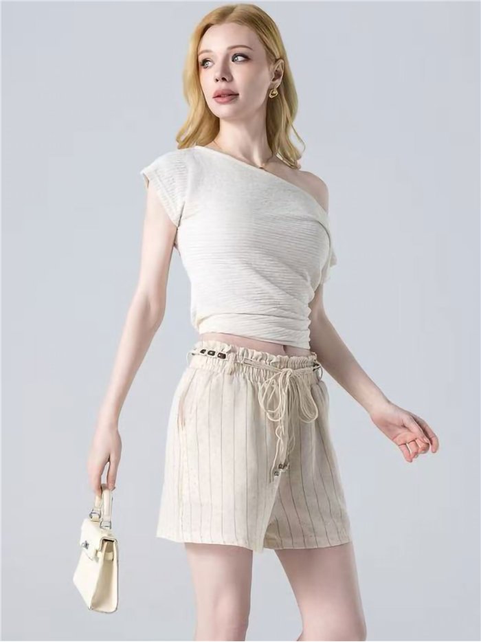 Striped drawstring shorts