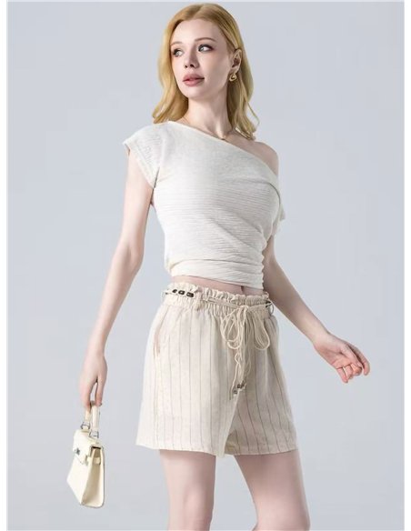 Striped drawstring shorts