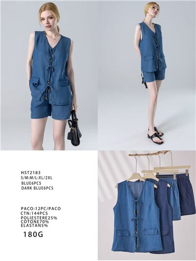 Conjunto de colete e shorts jeans 2