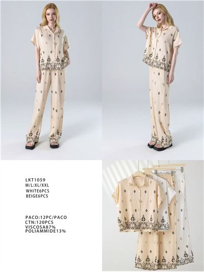 Conjunto camisa estampada con pantalón wide-leg 2