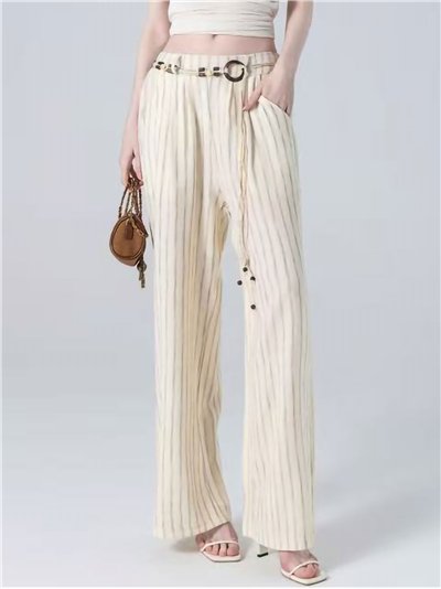 Pantaloni palazzo a righe con coulisse