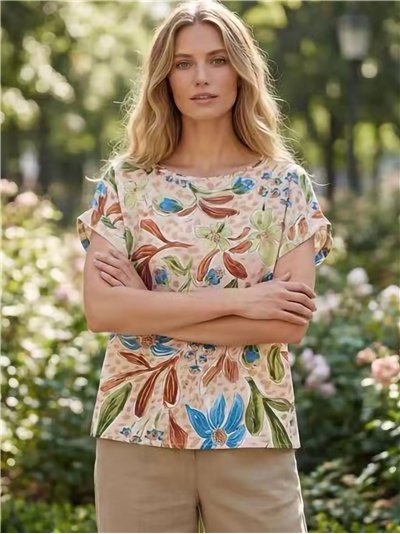 Blusa estampada floral acuarela