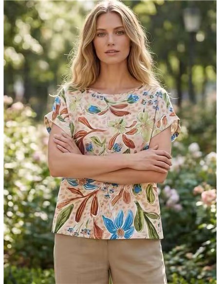 Blusa estampada floral acuarela