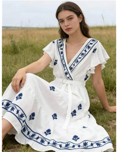 Vestido midi bordado boho