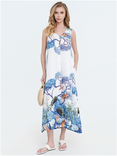 Vestido largo estampado paisaje