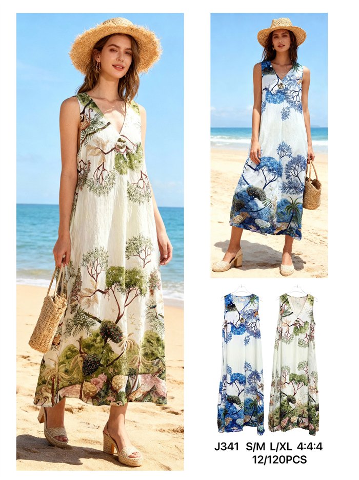 Vestido largo estampado paisaje